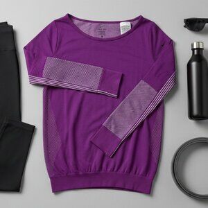 Nike Dri-FIT Banded Waist Seamless Training Top | Purple | Small